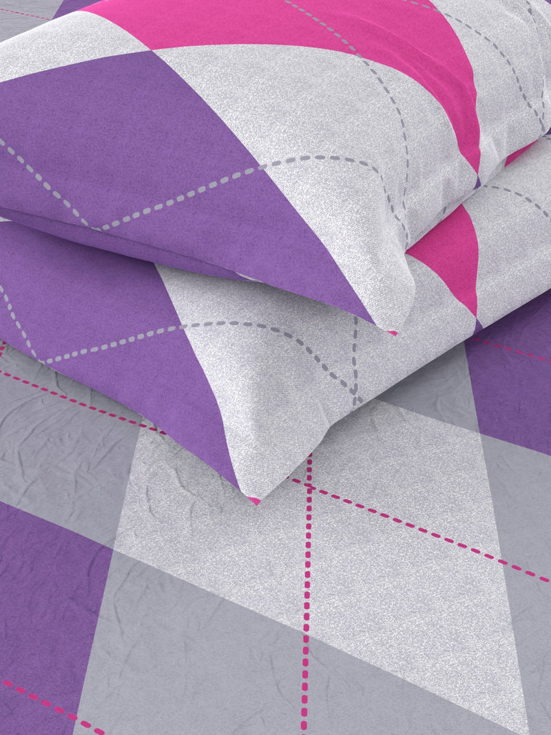 100% Pure Cotton Double Bedsheet With 2 Pillow Covers <small> (geometrical-purple/multi)</small>