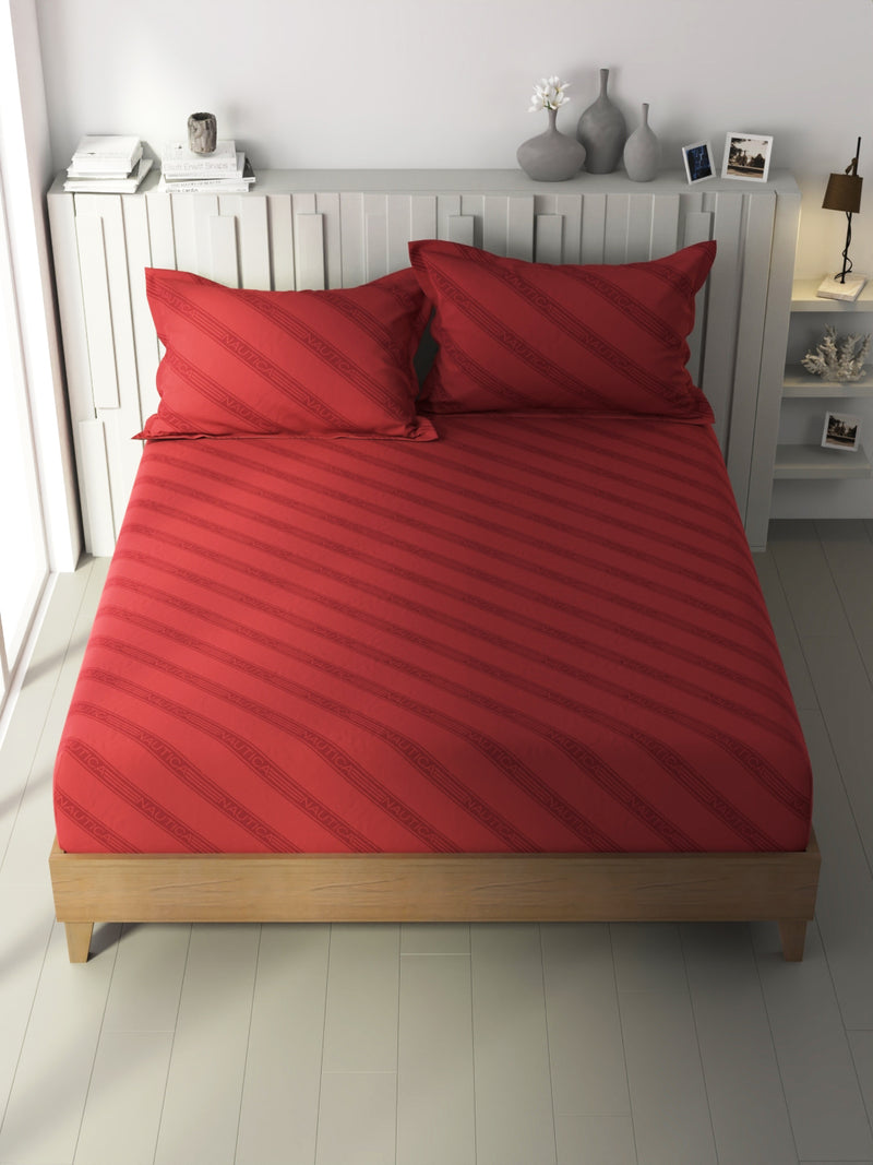 100% Premium Cotton King Bedsheet With 2 Pillow Covers <small> (ornamental-red)</small>