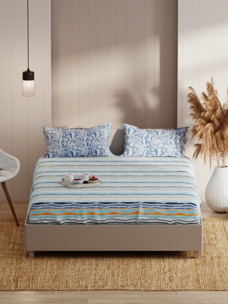 Extra Smooth Micro Double Bedsheet With 2 Pillow Covers <small> (abstract-blue)</small>