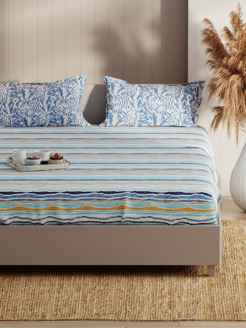 Extra Smooth Micro Double Bedsheet With 2 Pillow Covers <small> (abstract-blue)</small>