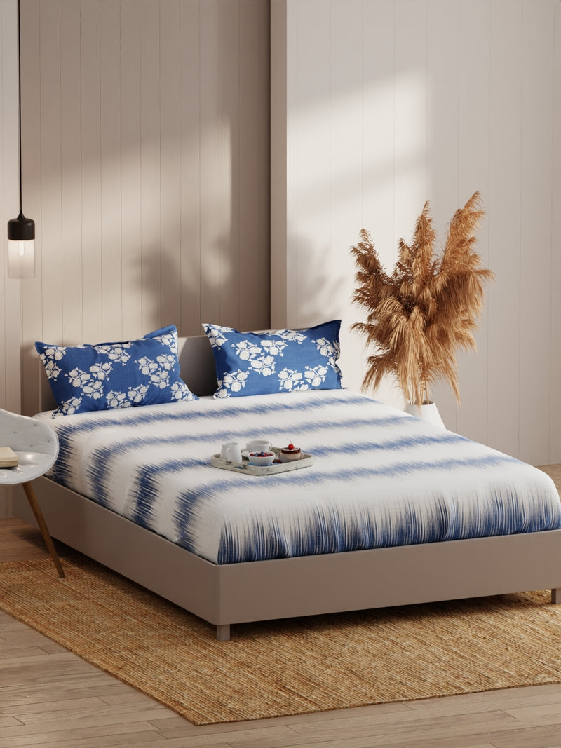 Extra Smooth Micro Double Bedsheet With 2 Pillow Covers <small> (abstract-denim)</small>