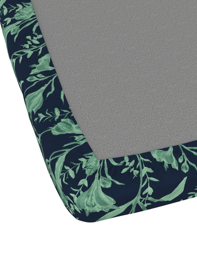 Bamboo Micro Fitted King Bedsheet With 2 Pillow Covers <small> (floral-navy/green)</small>