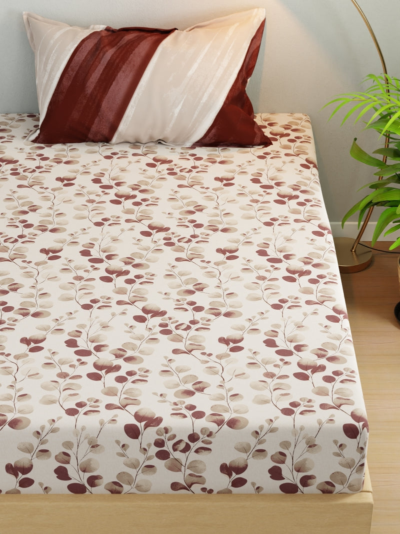 Extra Smooth Micro Single Bedsheet With 1 Pillow Cover <small> (floral-brown)</small>