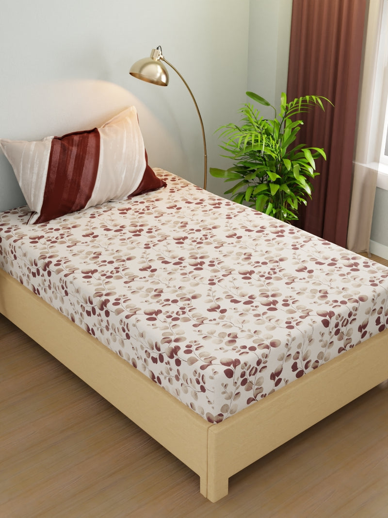 Extra Smooth Micro Single Bedsheet With 1 Pillow Cover <small> (floral-brown)</small>