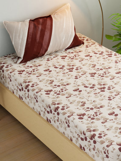 Extra Smooth Micro Single Bedsheet With 1 Pillow Cover <small> (floral-brown)</small>