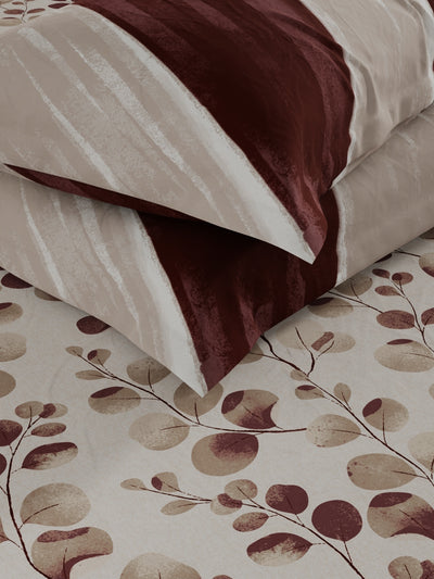 Bamboo Micro King Bedsheet With 2 Pillow Covers <small> (floral-brown)</small>