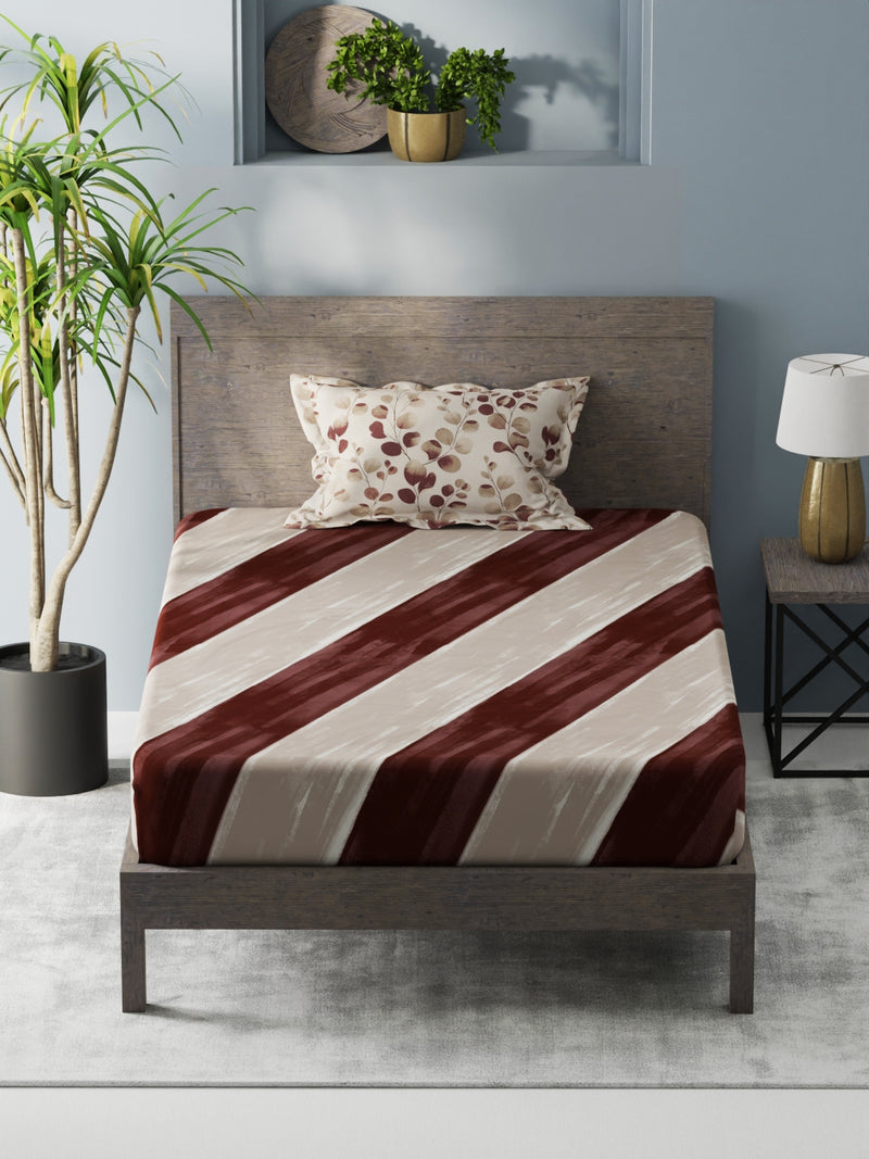 Bamboo Micro Single Bedsheet With 1 Pillow Covers <small> (abstract-brown)</small>