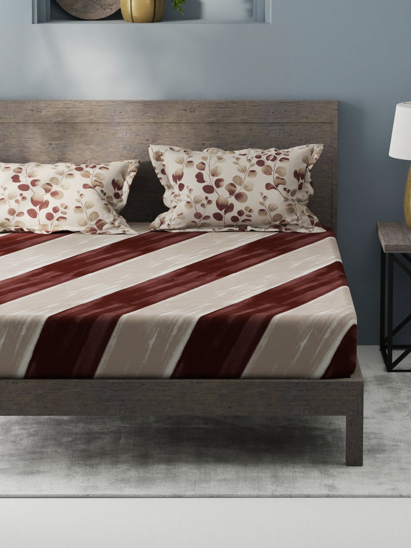 Bamboo Micro King Bedsheet With 2 Pillow Covers <small> (abstract-brown)</small>