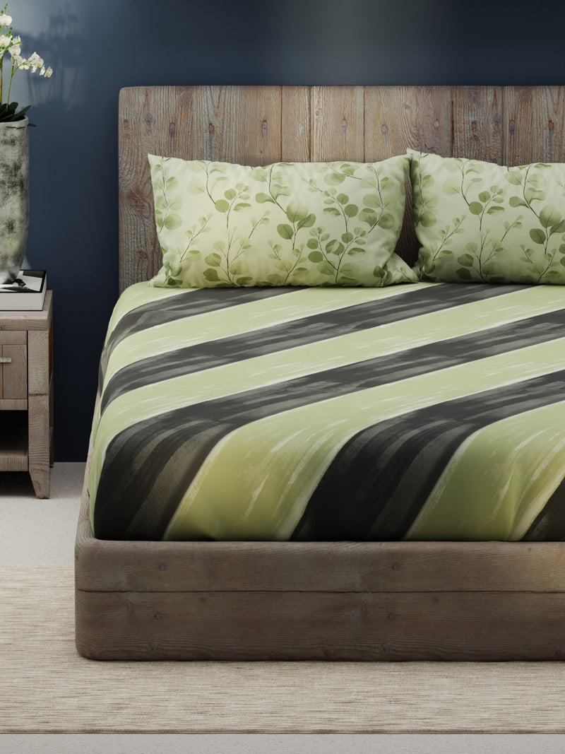 Bamboo Micro King Bedsheet With 2 Pillow Covers <small> (abstract-green)</small>