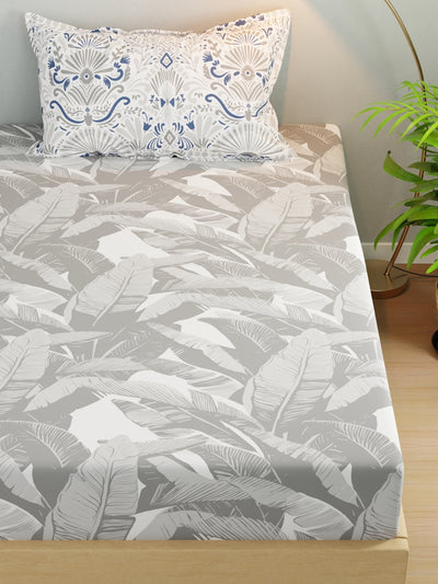 Extra Smooth Micro Single Bedsheet With 1 Pillow Cover <small> (floral-grey)</small>