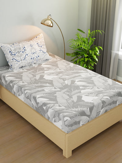 Extra Smooth Micro Single Bedsheet With 1 Pillow Cover <small> (floral-grey)</small>