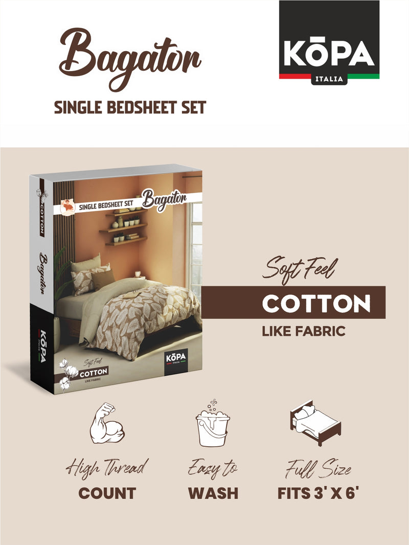 Extra Smooth Micro Single Bedsheet With 1 Pillow Cover <small> (floral-beige/grey)</small>