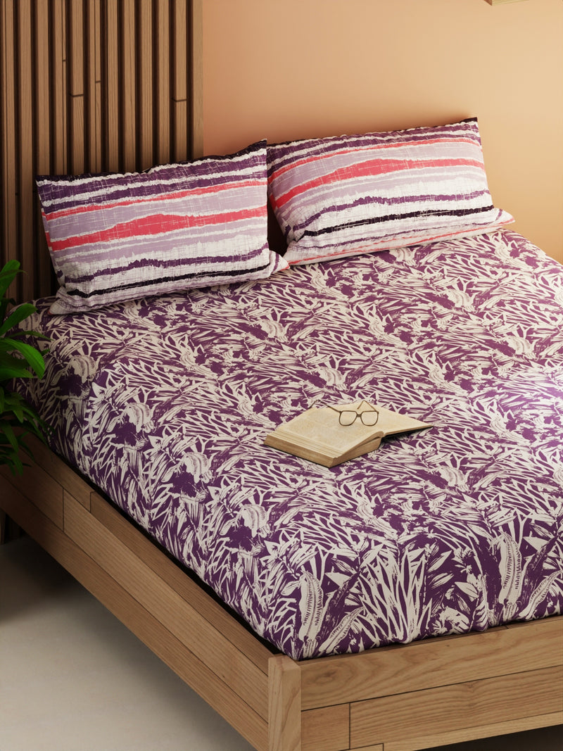 Extra Smooth Micro Double Bedsheet With 2 Pillow Covers <small> (floral-lavendar)</small>