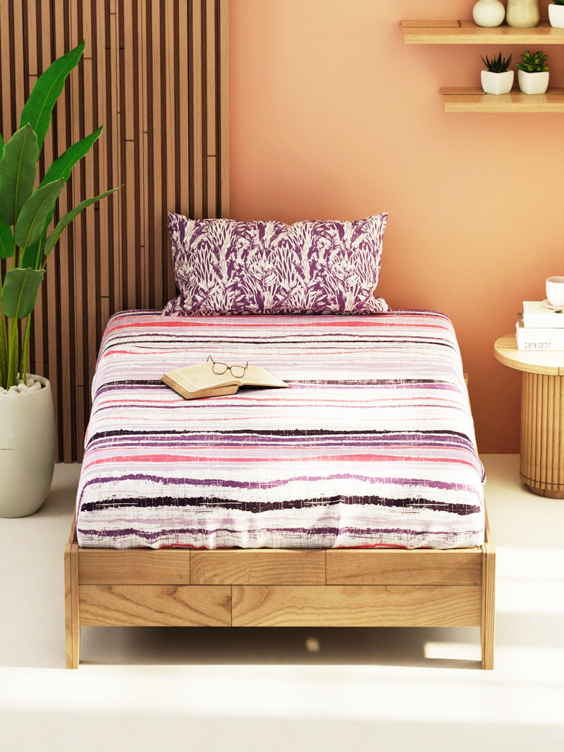 Extra Smooth Micro Single Bedsheet With 1 Pillow Cover <small> (abstract-lilac)</small>