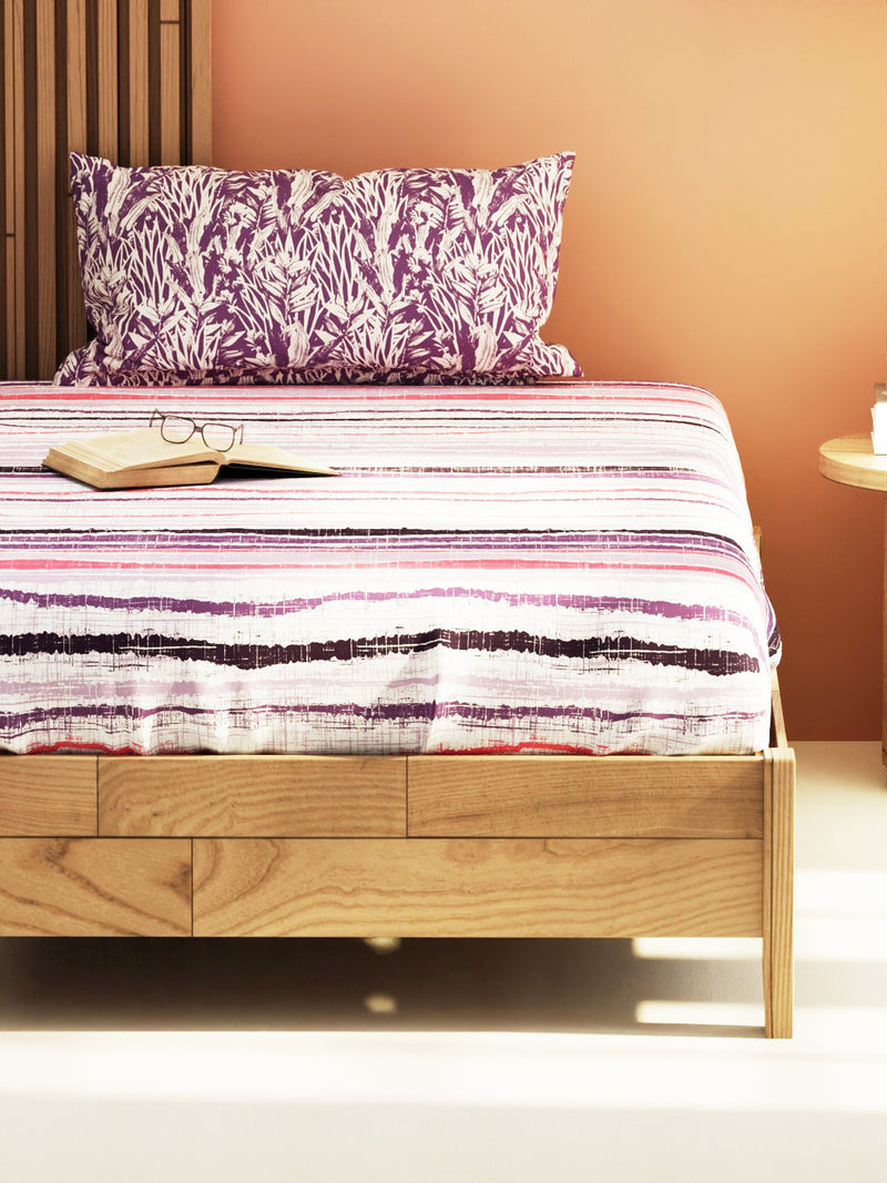 Extra Smooth Micro Single Bedsheet With 1 Pillow Cover <small> (abstract-lilac)</small>