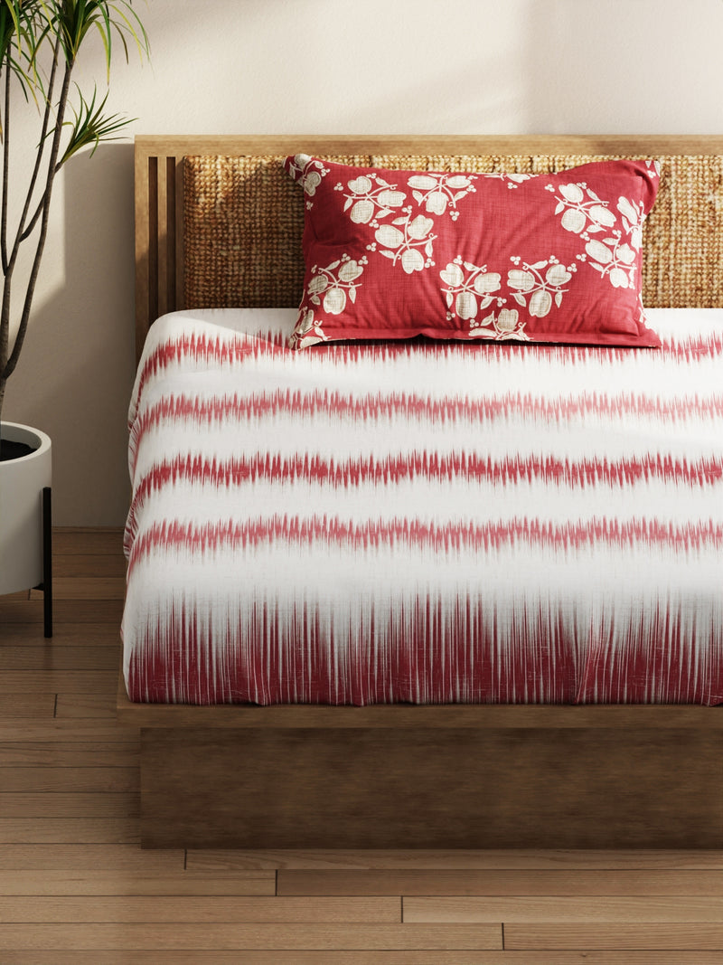 Extra Smooth Micro Single Bedsheet With 1 Pillow Covers <small> (abstract-blush/burgundy)</small>