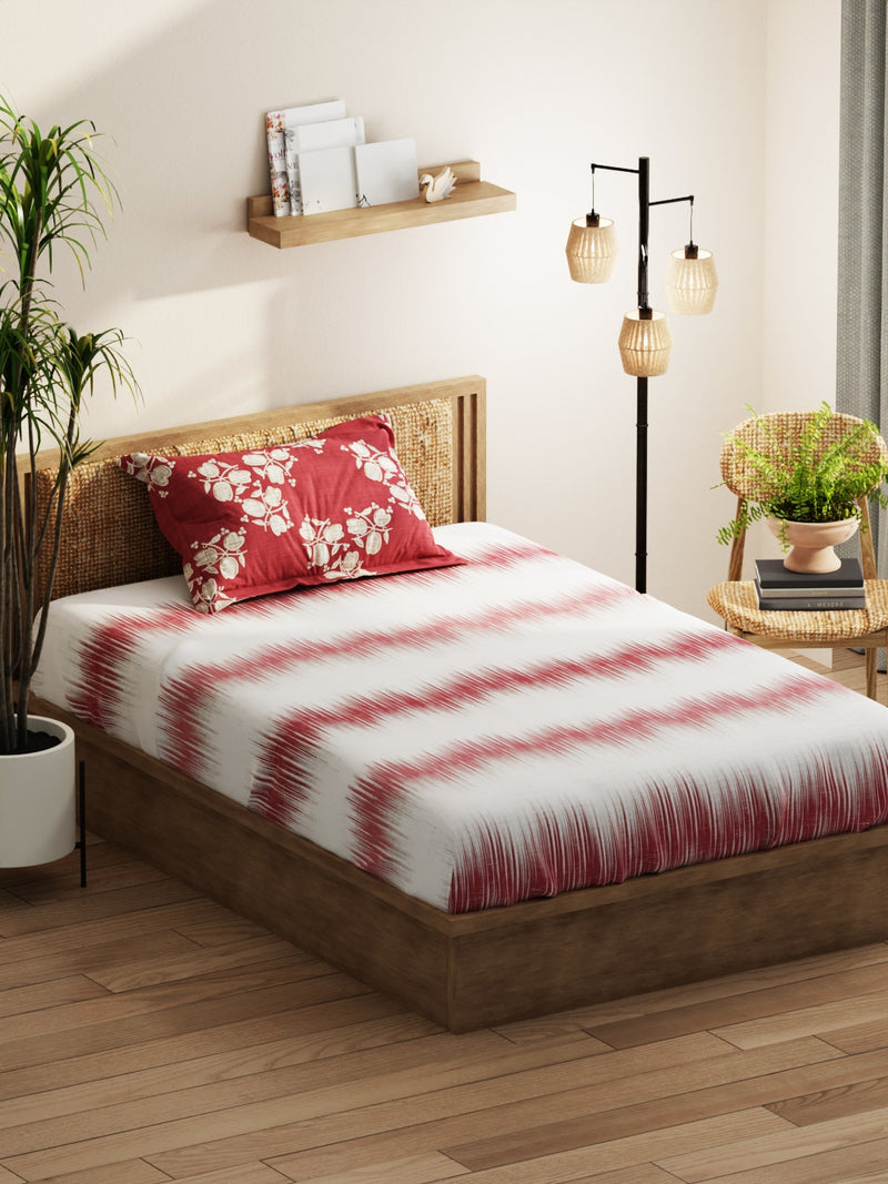 Extra Smooth Micro Single Bedsheet With 1 Pillow Covers <small> (abstract-blush/burgundy)</small>