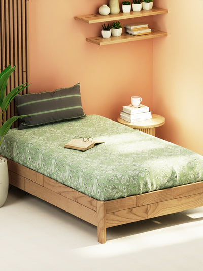 Extra Smooth Micro Single Bedsheet With 1 Pillow Cover <small> (floral-pistachio)</small>