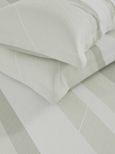 Soft 100% Natural Cotton, King Size Double Bedsheet With 2 Pillow Covers <small> (stripe-sage)</small>