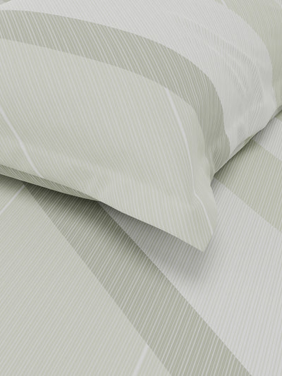 Soft 100% Natural Cotton Single Bedsheet With 1 Pillow Cover <small> (stripe-sage)</small>