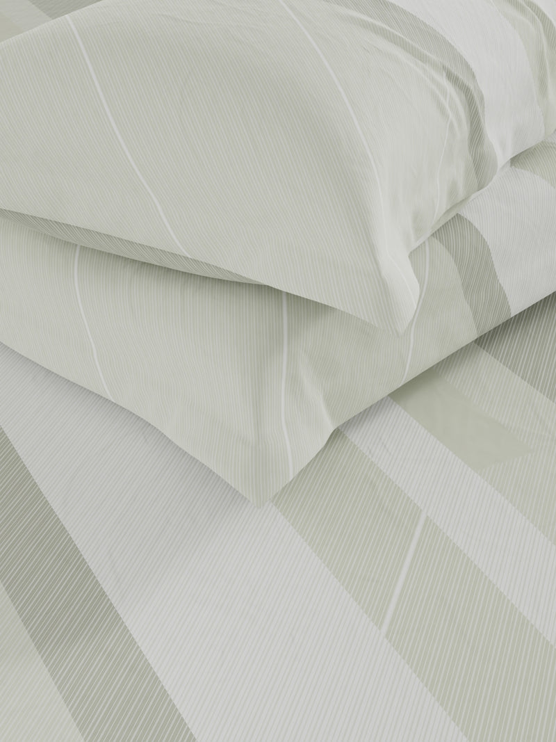 Soft 100% Natural Cotton Double Bedsheet With 2 Pillow Covers <small> (stripe-sage)</small>