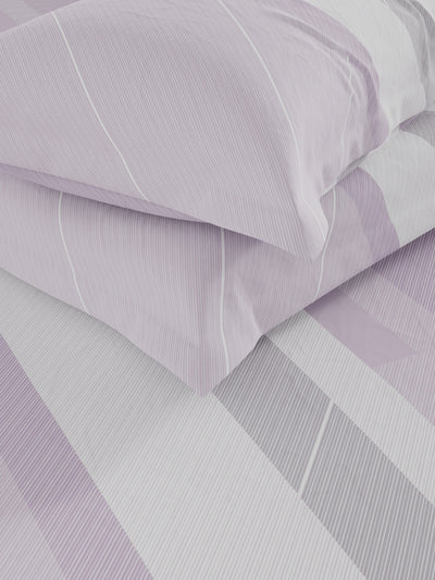 Soft 100% Natural Cotton, King Size Double Bedsheet With 2 Pillow Covers <small> (stripe-lilac)</small>