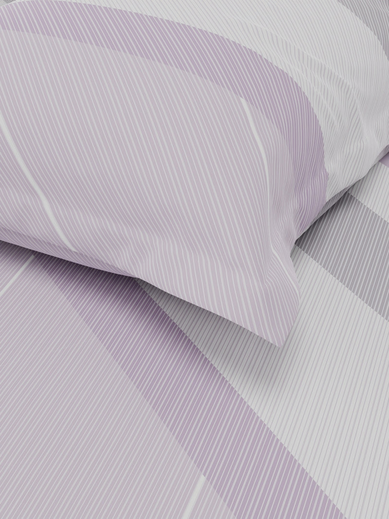 Soft 100% Natural Cotton Single Bedsheet With 1 Pillow Cover <small> (stripe-lilac)</small>