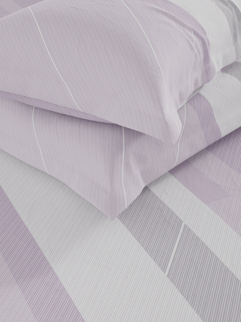 Soft 100% Natural Cotton Double Bedsheet With 2 Pillow Covers <small> (stripe-lilac)</small>