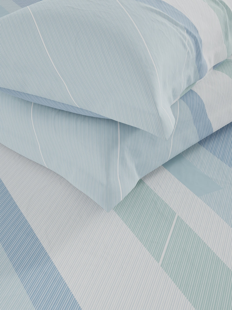 Soft 100% Natural Cotton Double Bedsheet With 2 Pillow Covers <small> (stripe-mint/green)</small>