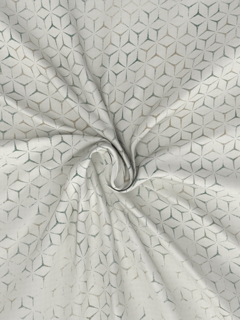 Soft 100% Natural Cotton, King Size Double Bedsheet With 2 Pillow Covers <small> (geometric-grey/green)</small>