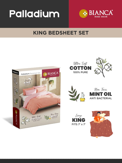 Soft 100% Natural Cotton, King Size Double Bedsheet With 2 Pillow Covers <small> (floral-pink/violet)</small>