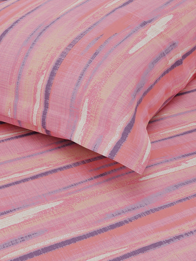 Soft 100% Natural Cotton Single Bedsheet With 1 Pillow Cover <small> (abstract-pink/multi)</small>