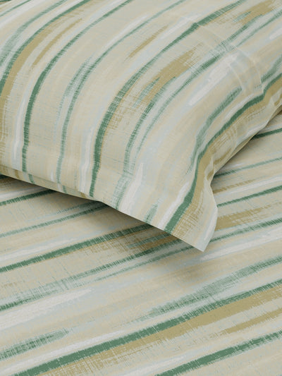 Soft 100% Natural Cotton Single Bedsheet With 1 Pillow Cover <small> (abstract-sage/multi)</small>