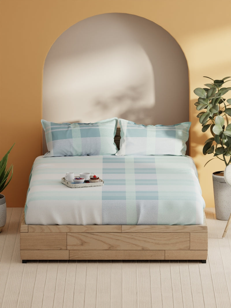 Soft 100% Natural Cotton Double Bedsheet With 2 Pillow Covers <small> (geometric-blue)</small>