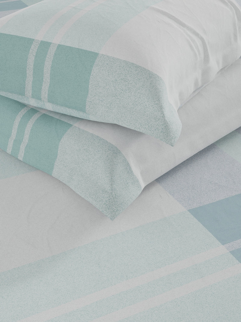 Soft 100% Natural Cotton Double Bedsheet With 2 Pillow Covers <small> (geometric-blue)</small>