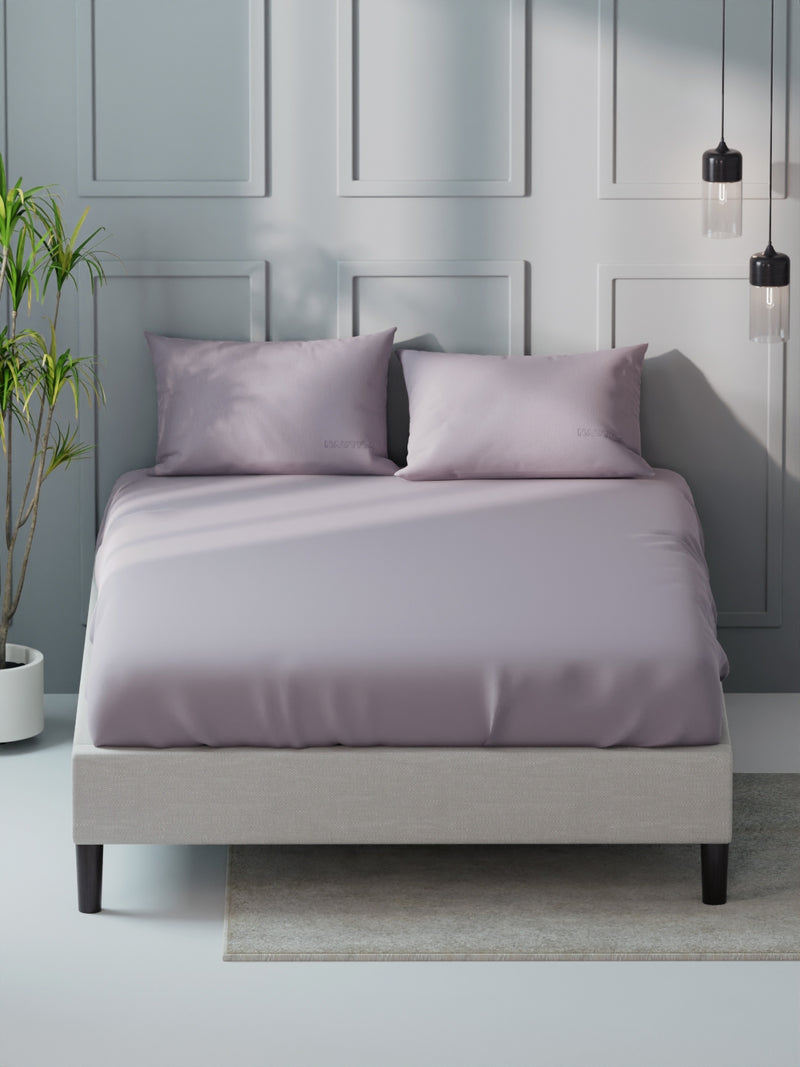 Super Soft 100% Cotton Xl King Size Bedsheet With 2 Pillow Covers <small> (solid-mauve)</small>