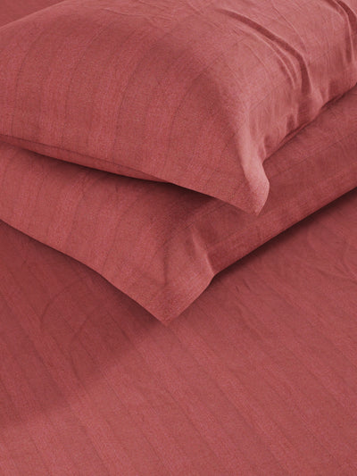 Super Soft 100% Egyptian Cotton Satin Stripe Xl King Double Bedsheet With 2 Pillow Covers <small> (solid-rust)</small>