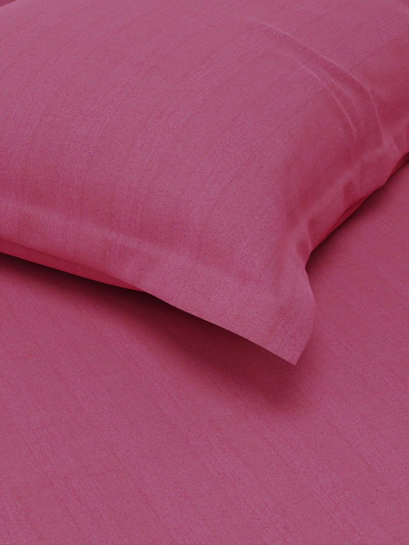 Super Soft 100% Egyptian Cotton Satin Stripe Single Bedsheet With 1 Pillow Cover <small> (solid-roseberry)</small>