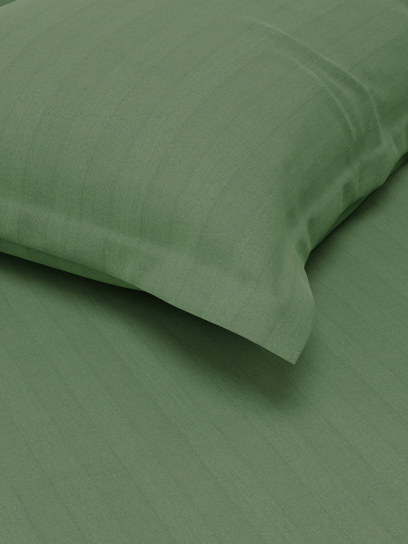 Super Soft 100% Egyptian Cotton Satin Stripe Single Bedsheet With 1 Pillow Cover <small> (solid-moss)</small>