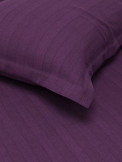 Super Soft 100% Egyptian Cotton Satin Stripe Single Bedsheet With 1 Pillow Cover <small> (solid-plum)</small>