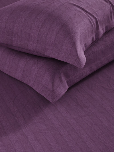 Super Soft 100% Egyptian Cotton Satin Stripe Xl King Double Bedsheet With 2 Pillow Covers <small> (solid-plum)</small>