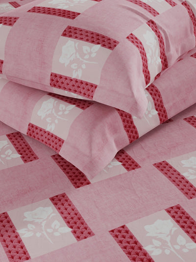 100% Pure Cotton Double Bedsheet With 2 Pillow Covers <small> (geometric-pink)</small>