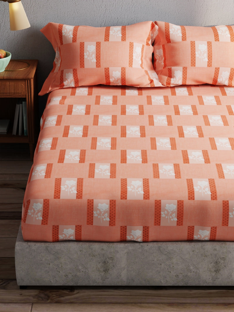 100% Pure Cotton Double Bedsheet With 2 Pillow Covers <small> (geometric-rust)</small>