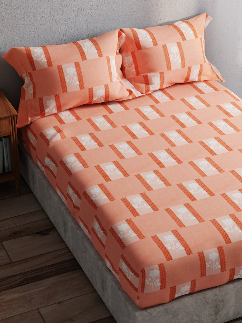 100% Pure Cotton Double Bedsheet With 2 Pillow Covers <small> (geometric-rust)</small>