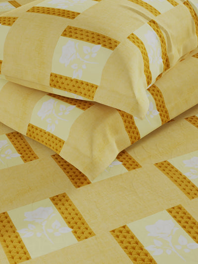 100% Pure Cotton Double Bedsheet With 2 Pillow Covers <small> (geometric-mustard)</small>