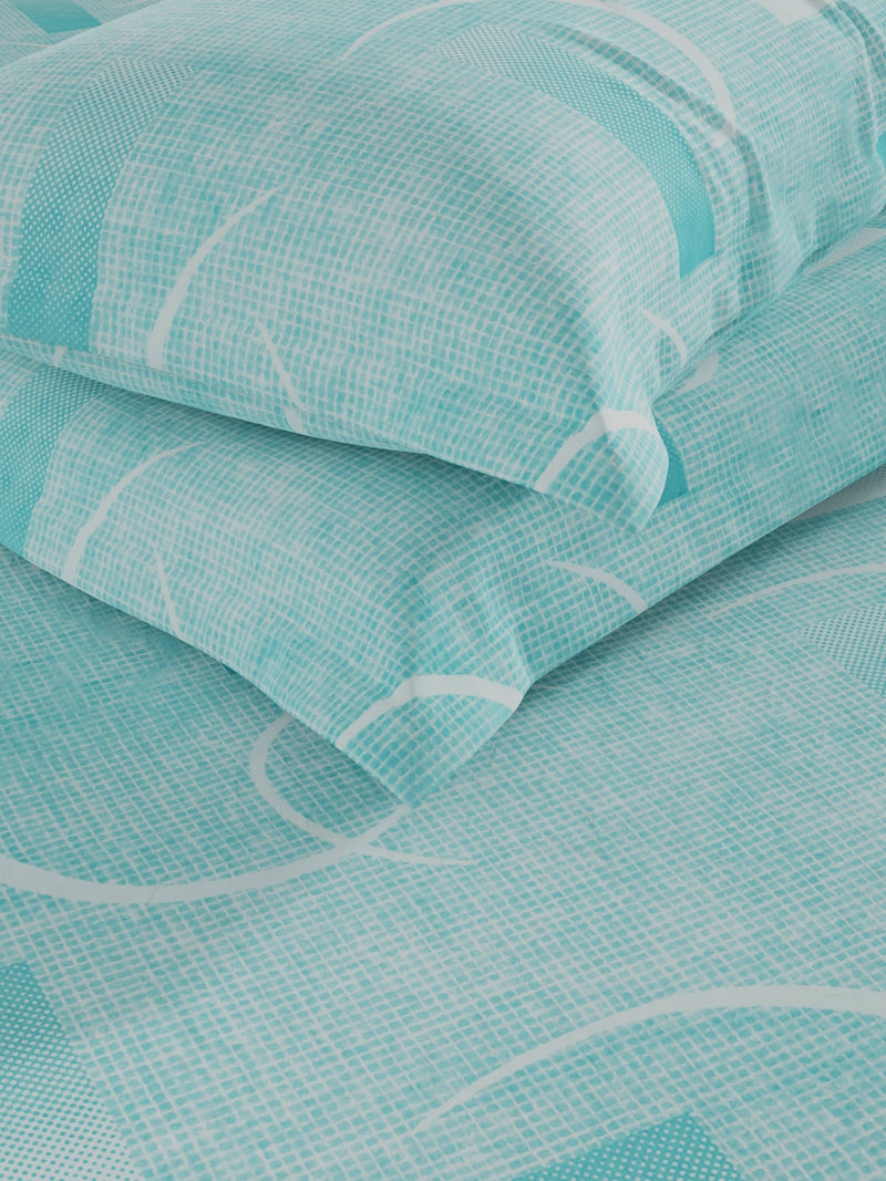 100% Pure Cotton Double Bedsheet With 2 Pillow Covers <small> (geometric-blue)</small>