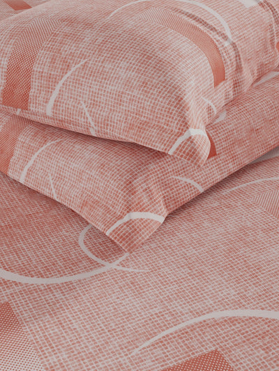 100% Pure Cotton Double Bedsheet With 2 Pillow Covers <small> (geometric-peach)</small>