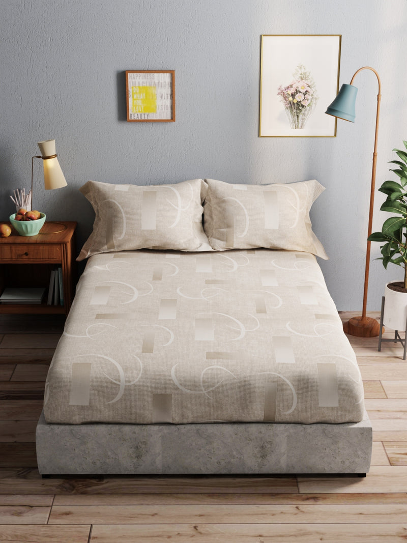 100% Pure Cotton Double Bedsheet With 2 Pillow Covers <small> (geometric-grey)</small>