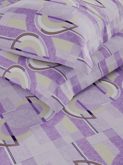 100% Pure Cotton Double Bedsheet With 2 Pillow Covers <small> (geometric-violet)</small>