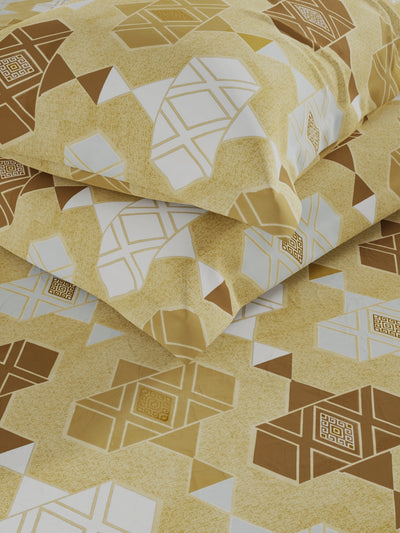 100% Pure Cotton Double Bedsheet With 2 Pillow Covers <small> (geometric-tan)</small>